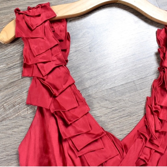 NWT BCBG MaxAzria Red Silk Dress Sz 0 - Picture 4 of 6